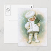 Clapsaddle: Winterjunge mit Tannenzweig Postkarte (Vorne/Hinten)