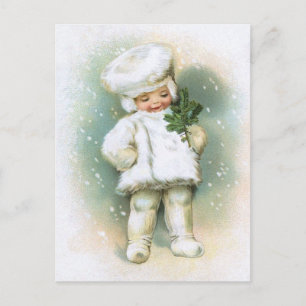 Clapsaddle: Winterjunge mit Twig Twig Postkarte
