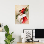 Clapsaddle: Wintermädchen mit Holly Hat Poster (Heimbüro)