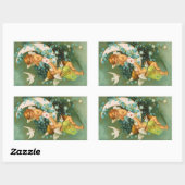 Clapsaddle: Zwei Cherubs auf einem Sichelmond Rechteckiger Aufkleber (Blatt)