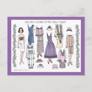 Clara, Art Deco Lady of the Paper Doll of the 1920 Postkarte