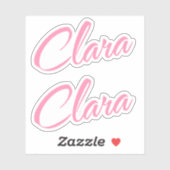 Clara Decorative Name in Pink x2 Aufkleber (Blatt)