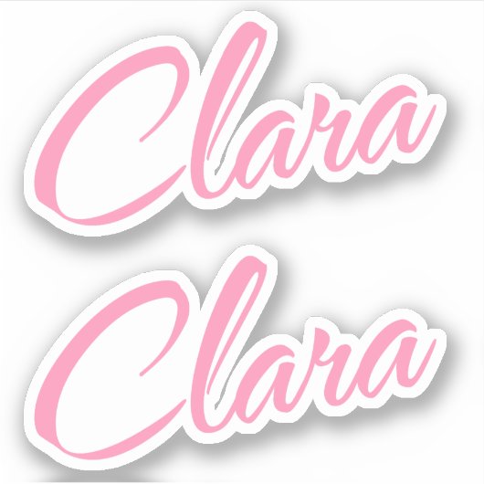 Clara Decorative Name in Pink x2 Aufkleber (Vorderseite)