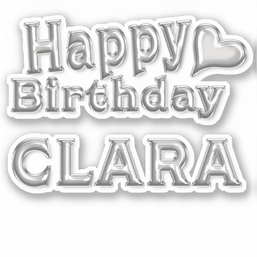 Clara Happy Birthday silver Aufkleber Sticker (Vorderseite)