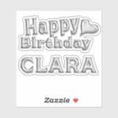 Clara Happy Birthday silver Aufkleber Sticker (Blatt)