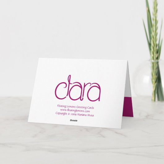 Clara plum Birthday Card Karte (Rückseite)