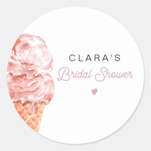 CLARA Retro-Eiscreme-Blush-Hochzeitsdusche-Geschen Runder Aufkleber