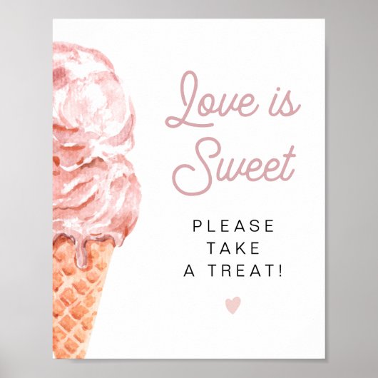 CLARA Retro Ice Creme Liebe ist süß Nehmen Sie ein Poster (Vorne)