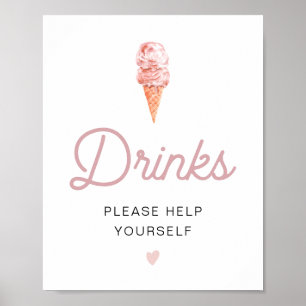 CLARA Retro Pink Eiscreme-Getränkebar-Plakat Poster