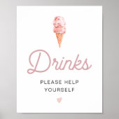 CLARA Retro Rosa Eis Creme Drinks Bar Poster (Vorne)