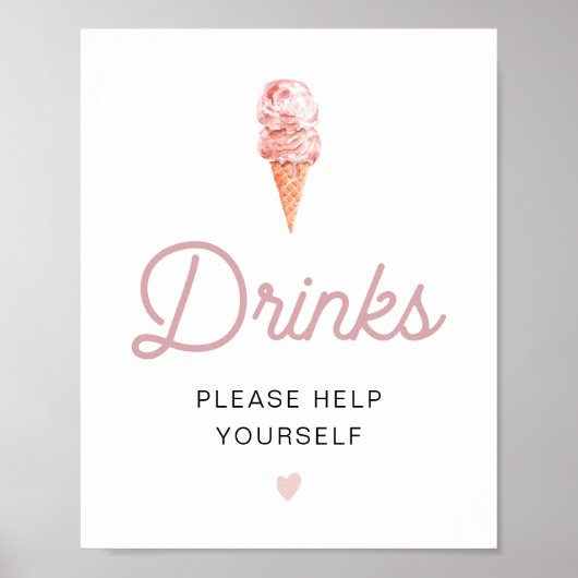 CLARA Retro Rosa Eis Creme Drinks Bar Poster (Vorne)