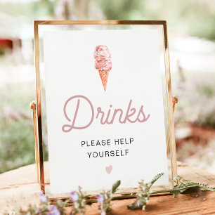 CLARA Retro Rosa Eis Creme Drinks Bar Poster