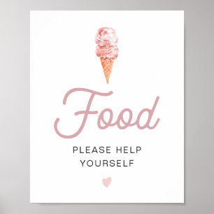 CLARA Retro Rosa Eiscreme Food Table Schilder Post