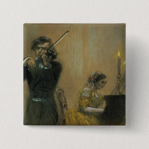 Clara Schumann (1819-96) und ein Violinist, 1854 Button
