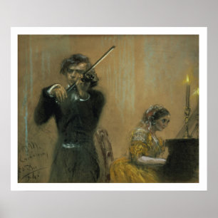 Clara Schumann (1819-96) und ein Violinist, 1854 Poster