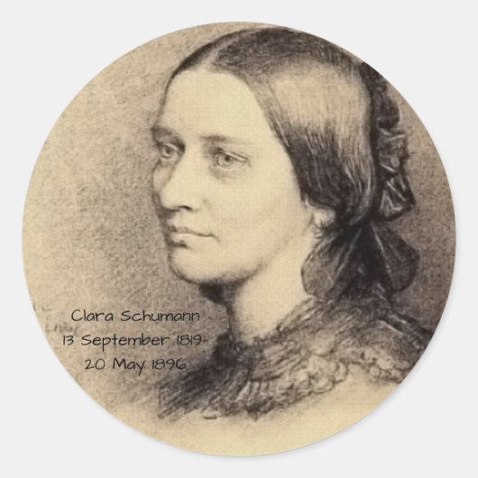 Clara Schumann Runder Aufkleber (Vorderseite)