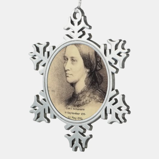 Clara Schumann Schneeflocken Zinn-Ornament (Rechts)