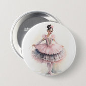 Clara (schwarze Haare) aus dem Nussknacker-Ballett Button (Vorne & Hinten)