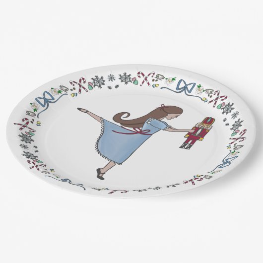 Clara und ihr Nutcracker Weihnachts-Party Pappteller (Schrägansicht)