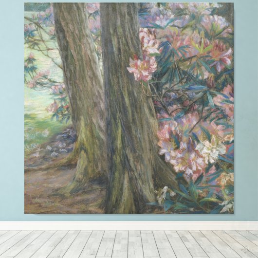 Clara Voortman Rhododendron Bush im Garten Leinwanddruck (Insitu (Holzboden))