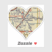 Claremore OK Retro Map Aufkleber (Blatt)