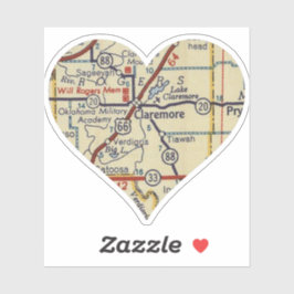 Claremore OK Retro Map Aufkleber