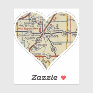 Claremore OK Retro Map Aufkleber