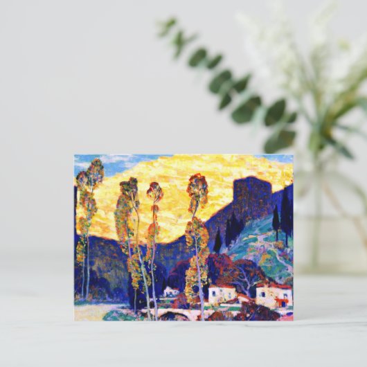 Clarence Gagnon art, Abend, Siena Postkarte (Stehend Vorderseite)