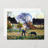 Clarence Gagnon art - Fall Scene, Baie-Saint-Paul Postkarte (Vorne/Hinten)