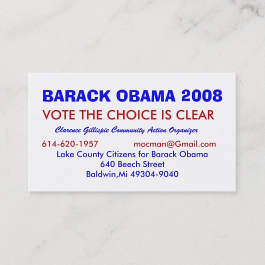 Clarence Gillispie, Gemeinschaft Acti… - Besonders Visitenkarte (Vorderseite)