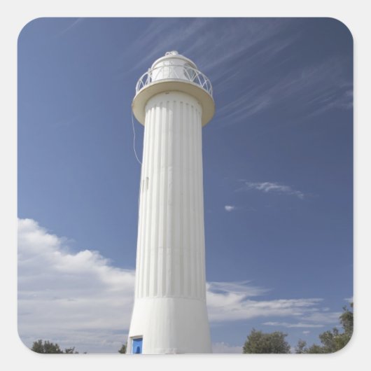 Clarence Head Lighthouse, Yamba, New South Quadratischer Aufkleber (Vorderseite)