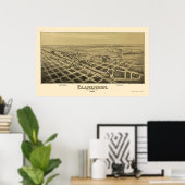 Clarendon, TX Panorama Karte - 1890 Poster (Heimbüro)