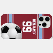 Claret and Blue Stripes Jersey Soccer Ball Case-Mate iPhone Hülle (Rückseite (Horizontal))