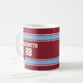 Claret and Blue Stripes Jersey Soccer Ball Kaffeetasse (Vorderseite Links)