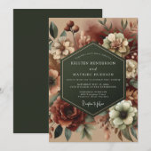 Claret Barock Stillleben Hochzeit Einladung (Vorne/Hinten)