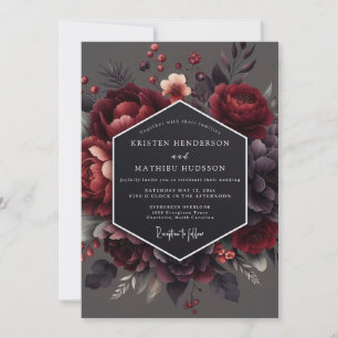 Claret Chiaroscuro Bloom Hochzeit Einladung