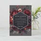 Claret Chiaroscuro Bloom Hochzeit Einladung (Stehend Vorderseite)