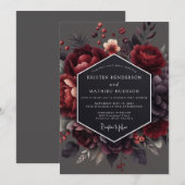 Claret Chiaroscuro Bloom Hochzeit Einladung (Vorne/Hinten)