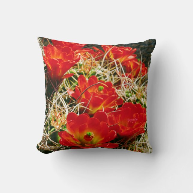 Claret Cup Cactus Wildblumen Kissen (Vorderseite)