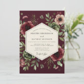 Claret Dramatic Bloom Hochzeit Einladung (Stehend Vorderseite)