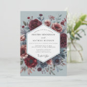 Claret Dutch Master Flora Hochzeit Einladung (Stehend Vorderseite)