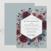 Claret Dutch Master Flora Hochzeit Einladung (Vorne/Hinten)