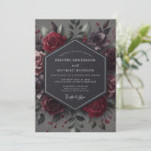 Claret Gothic Hochzeit Einladung (Stehend Vorderseite)