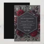 Claret Gothic Hochzeit Einladung (Vorne/Hinten)