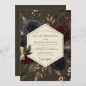 Claret Indigo Rembrandt Wedding Einladung (Vorne/Hinten)