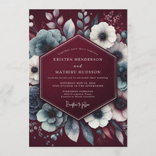 Claret Moody Anemone Hochzeit Einladung