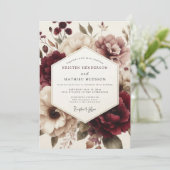 Claret Moody Bloom Hochzeit Einladung (Stehend Vorderseite)