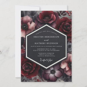 Claret Penumbral Bloom Hochzeit Einladung