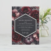 Claret Penumbral Bloom Hochzeit Einladung (Stehend Vorderseite)