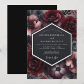 Claret Penumbral Bloom Hochzeit Einladung (Vorne/Hinten)